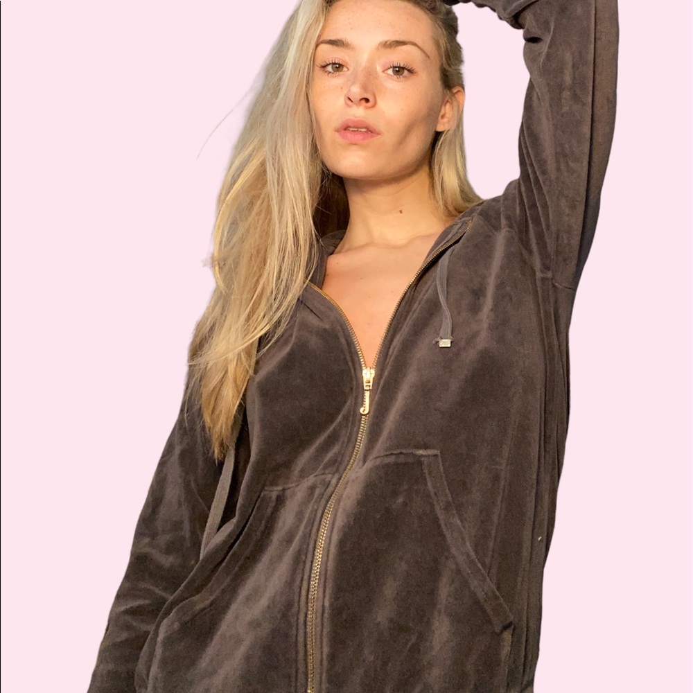 Juicy Couture gray velour zip-up jacket!